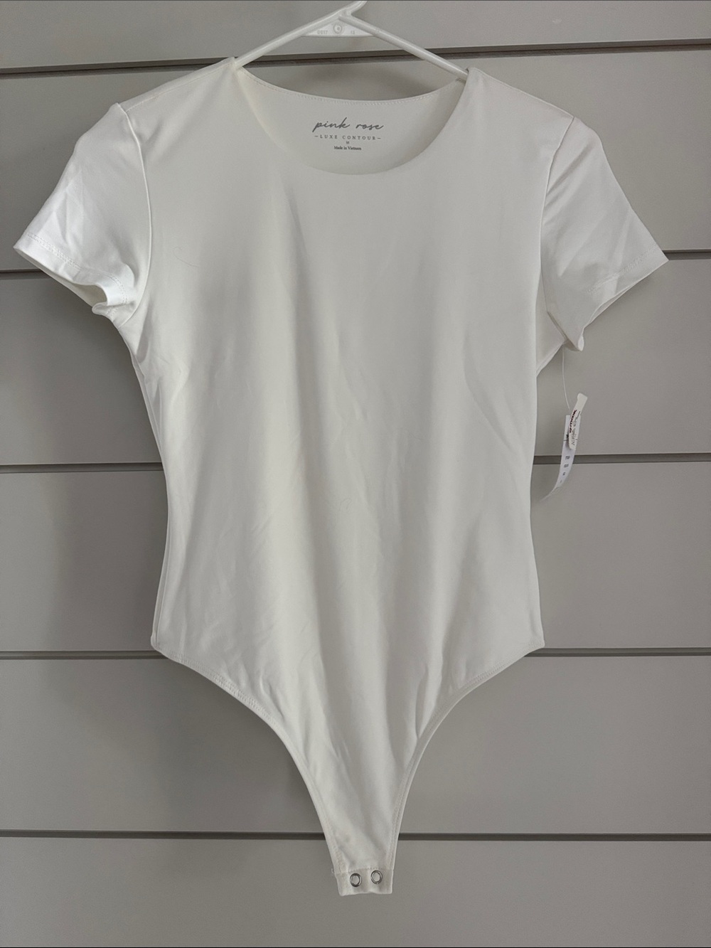 Pink Rose White Short-Sleeve Bodysuit